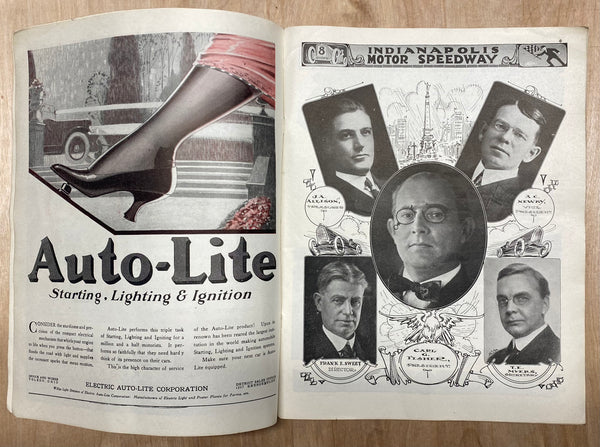 1920 Indianapolis 500 Racing Program Gaston Chevrolet Vintage Original