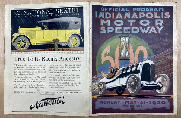 1920 Indianapolis 500 Racing Program Gaston Chevrolet Vintage Original