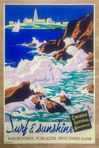 c.1930s Maritime Provinces Canada Canadian National Railways A.J. Casson