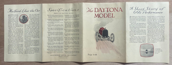 1922 Paige 6-66 Daytona Model Roadster Brochure Paige-Detroit Motor Car Company