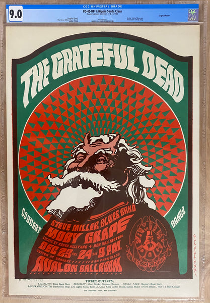 1966 Grateful Dead Hippie Santa Claus FD-40 1st Printing CGC Graded Family Dog