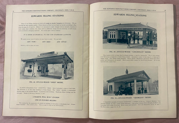 c.1920 Edwards Mfg Co. Gas Service Station Buildings Architectural Catalog