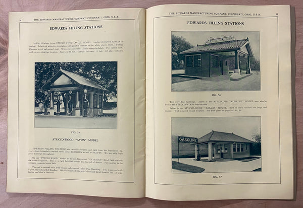 c.1920 Edwards Mfg Co. Gas Service Station Buildings Architectural Catalog