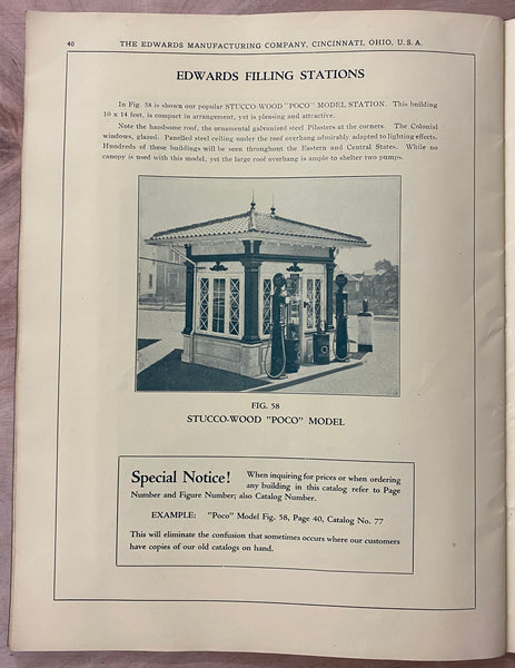 c.1920 Edwards Mfg Co. Gas Service Station Buildings Architectural Catalog