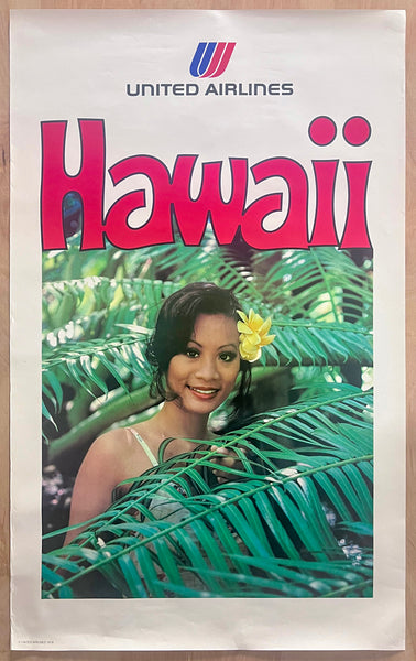 1978 United Airlines Hawaii Woman in Palm Fronds