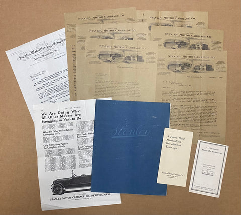 1916-1918 Stanley Motor Carriage Company Steam Car Brochure Correspondence Lot