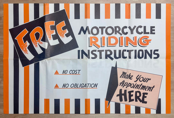 c.1950s Free Motorcycle Riding Instructions Harley Davidson Dealer