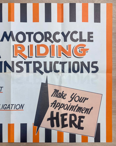 c.1950s Free Motorcycle Riding Instructions Harley Davidson Dealer