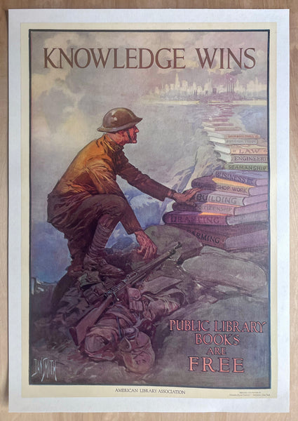 1918 Knowledge Wins Dan Smith American Library Association War Service Books WWI