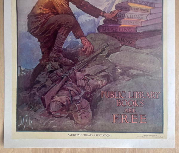 1918 Knowledge Wins Dan Smith American Library Association War Service Books WWI