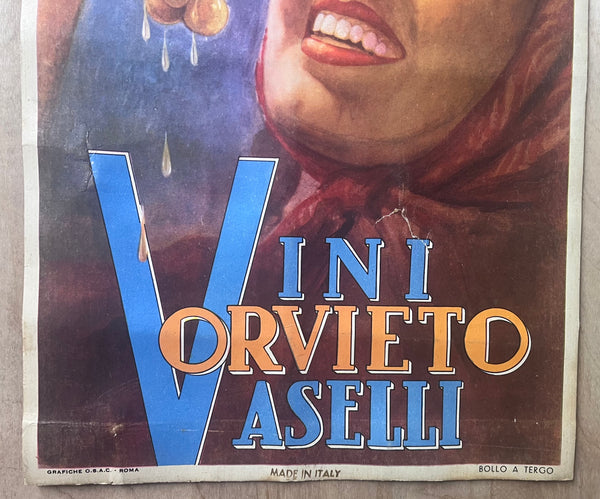 c.1940s Vini Vaselli Orvieto by Carlo Bompiani Italian Wine Italy