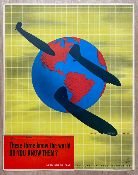1943 U.S. Navy Recognition Test Poster Group Irving Miller Modernism WWII