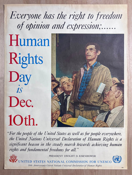 1958 United Nations Human Rights Day Norman Rockwell Freedom of Speech