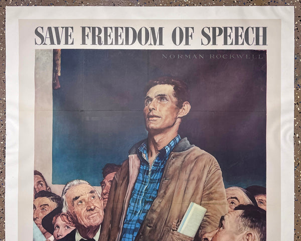 1943 Save Freedom of Speech Buy War Bonds Norman Rockwell Four Freedoms 56 x 40