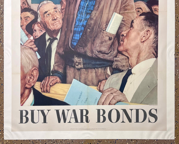 1943 Save Freedom of Speech Buy War Bonds Norman Rockwell Four Freedoms 56 x 40