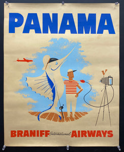 1950s Braniff International Airways Panama Deep Sea Fisherman Travel Vintage