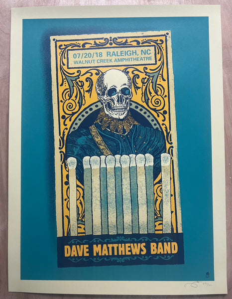 2018 Dave Matthews Band Raleigh 07/20/2018 Signed Numbered #692/700 DMB