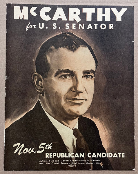 1946 Joseph McCarthy Republican Candidate for U.S. Senator Campaign