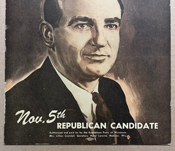1946 Joseph McCarthy Republican Candidate for U.S. Senator Campaign