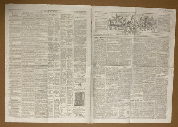 1862 The Liberator Anti-Slavery Newspaper with Lincoln’s Emancipation Proclamation