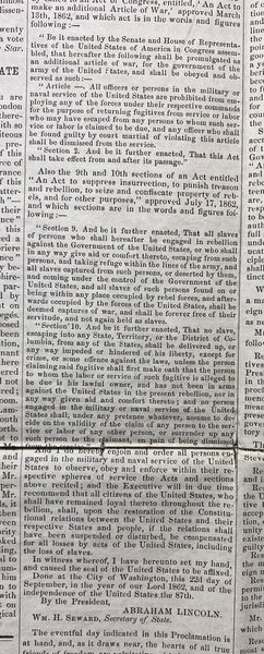 1862 The Liberator Anti-Slavery Newspaper with Lincoln’s Emancipation Proclamation