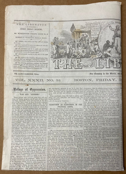 1862 The Liberator Anti-Slavery Newspaper with Lincoln’s Emancipation Proclamation