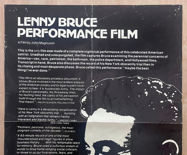 1967 Lenny Bruce Performance Film Standup Comedy Documentary Concert Movie