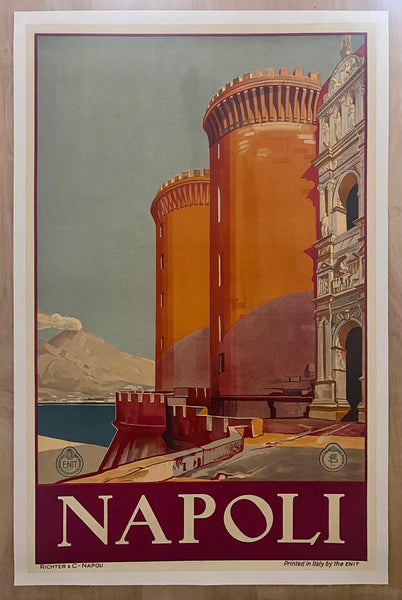 c.1935 Napoli Italy Naples Castel Nuovo Mount Vesuvius Italian Travel Pre-War