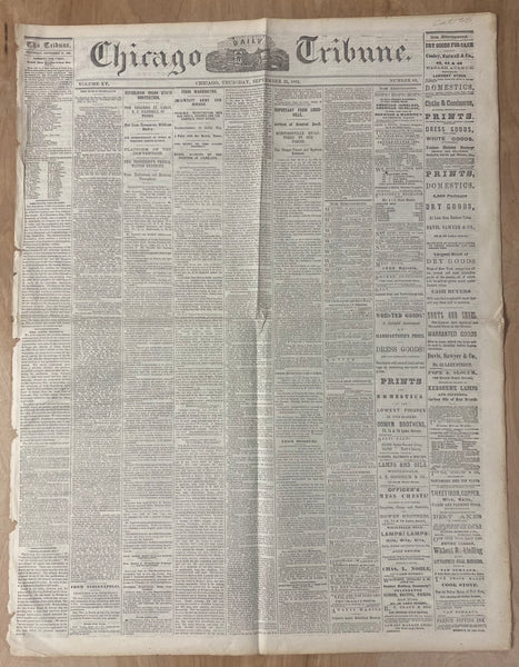 1862 Chicago Tribune Newspaper Abraham Lincoln Emancipation Proclamation