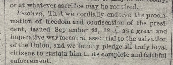 1862 Chicago Tribune Newspaper Abraham Lincoln Emancipation Proclamation
