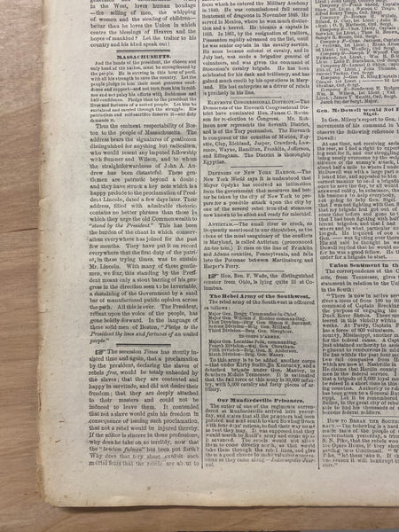1862 Chicago Tribune Newspaper Abraham Lincoln Emancipation Proclamation