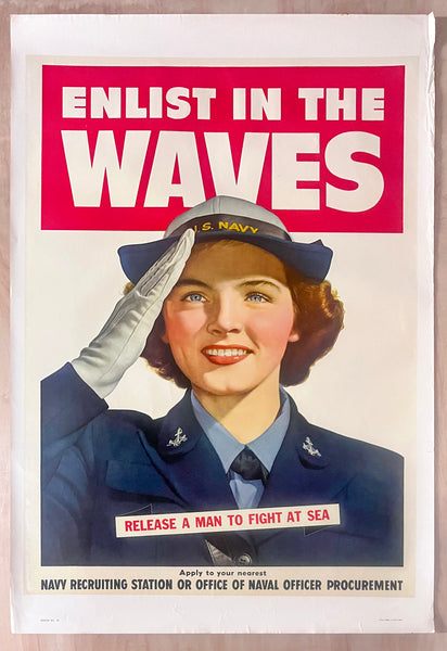 1943 Enlist In The WAVES Release A Man To Fight At Sea US Navy WWII