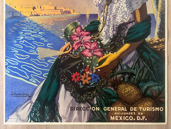c.1948 Veracruz Mexico J. Bueno Diaz Mexican Travel