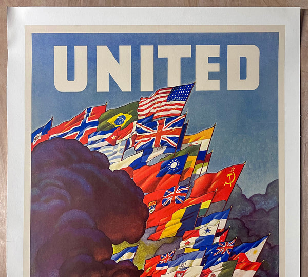 1943 The United Nations Fight For Freedom by Leslie Ragan WWII on Linen