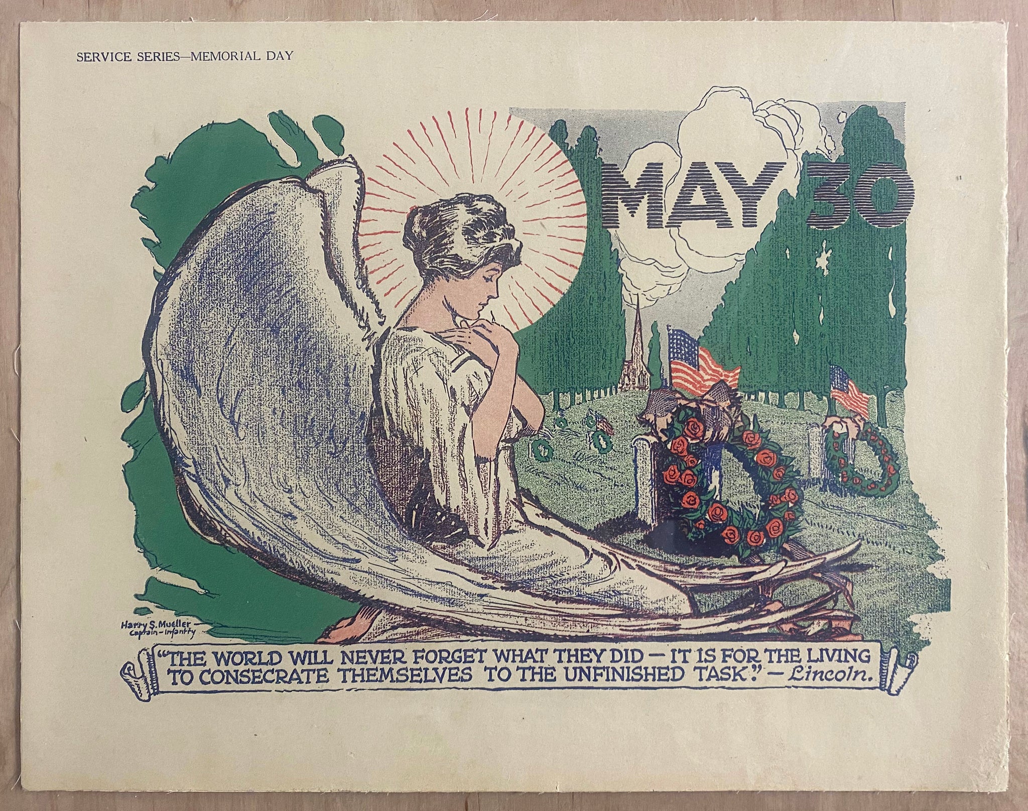 c.1920 The World Will Never Forget What They Did Service Series Memorial Day Harry S. Mueller