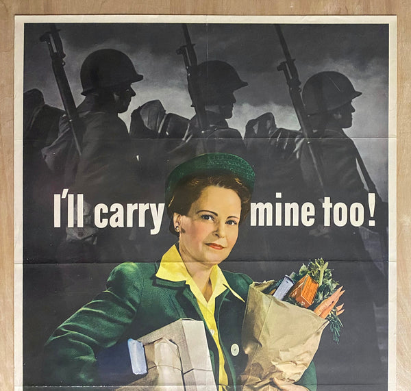 1943 I'll Carry Mine Too! Trucks and Tires Must Last Till Victory WWII Sarra