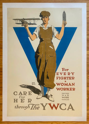 1919 For Every Fighter a Woman Worker by Adolph Treidler YMCA WWI