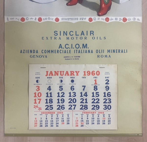 1960 Sinclair Motor Oils Pinup Girl Advertising Calendar Gil Elvgren