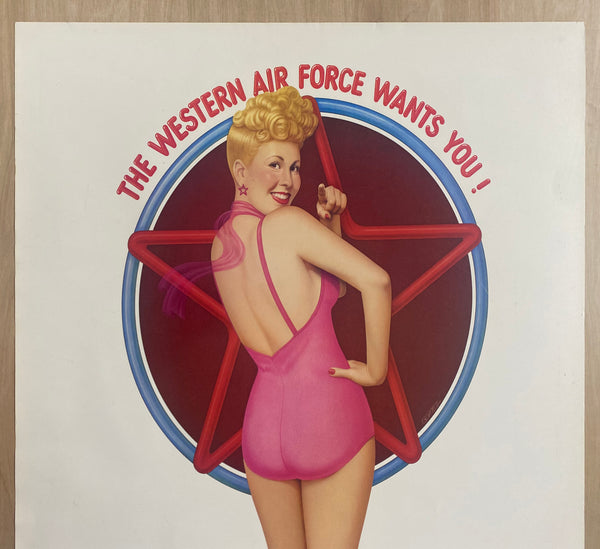 c.1970s The Western Air Force Wants You! Western Airlines Betty Grable WWII Pinup