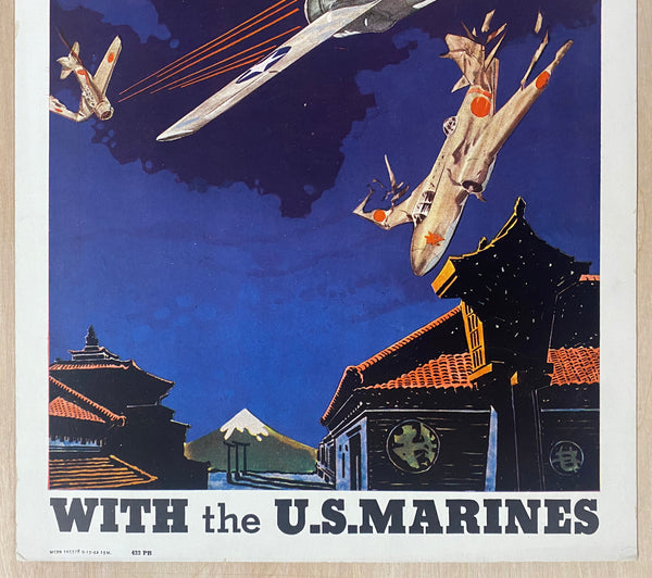 1942 Hit Hard and Often With The U.S. Marines USMC WWII Window Card