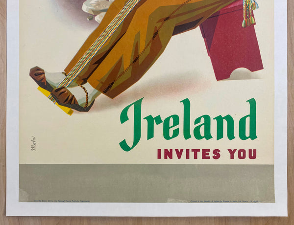 1955 Ireland Invites You Guus Melai Irish Travel on Linen