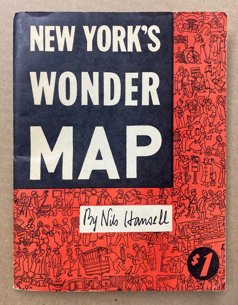 c.1953 New York’s Wonder Map Nils Hansell Pictorial Cartoon Map New York City