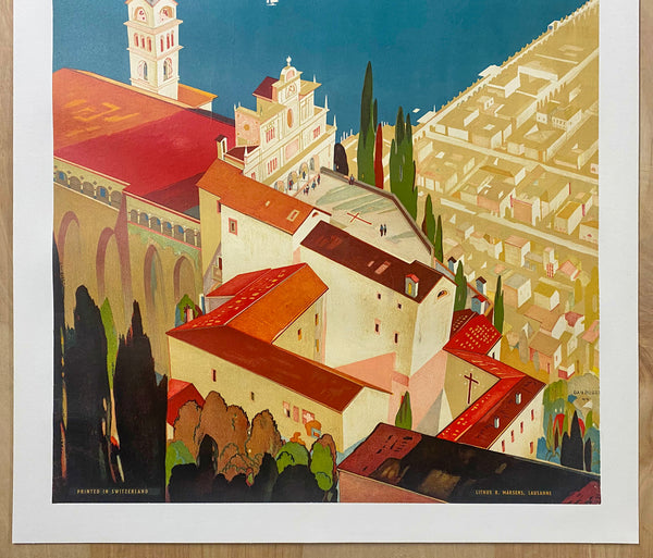 c.1950s Fly Swissair Locarno Switzerland Swiss Riviera by Daniele Buzzi