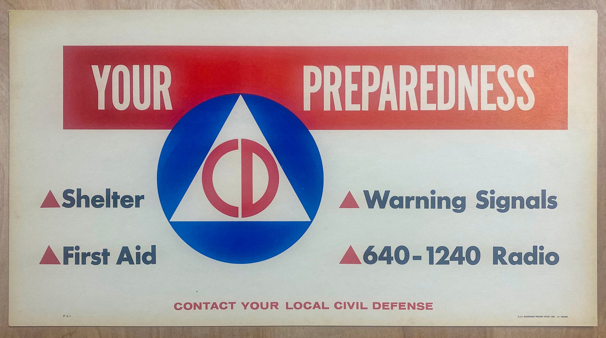 1960 Your Preparedness Atomic Bomb Civil Defense Sign Conelrad Radio