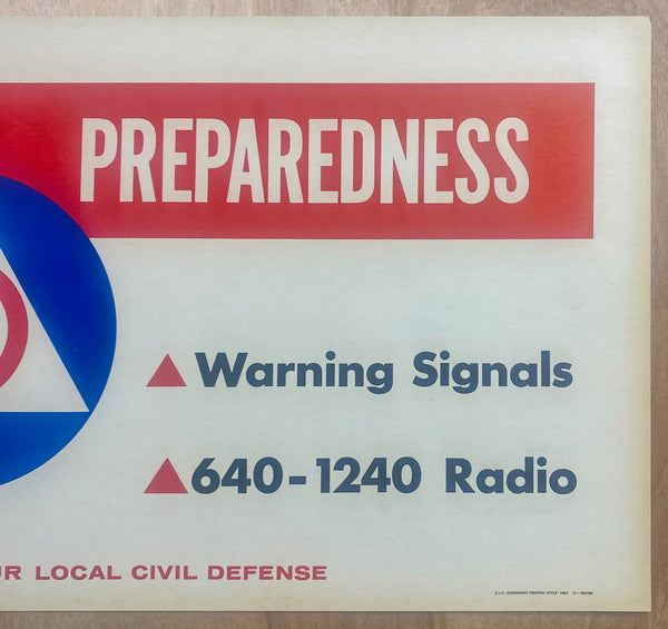 1960 Your Preparedness Atomic Bomb Civil Defense Sign Conelrad Radio