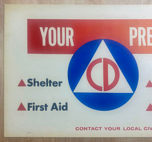 1960 Your Preparedness Atomic Bomb Civil Defense Sign Conelrad Radio