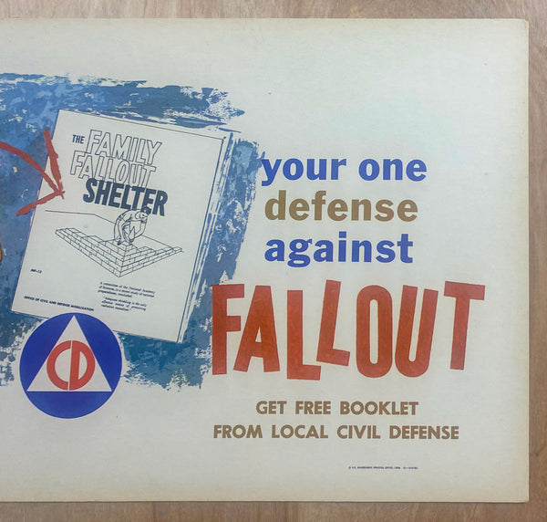 1959 Civil Defense Family Fallout Shelter Sign Atomic Bomb Cold War Era