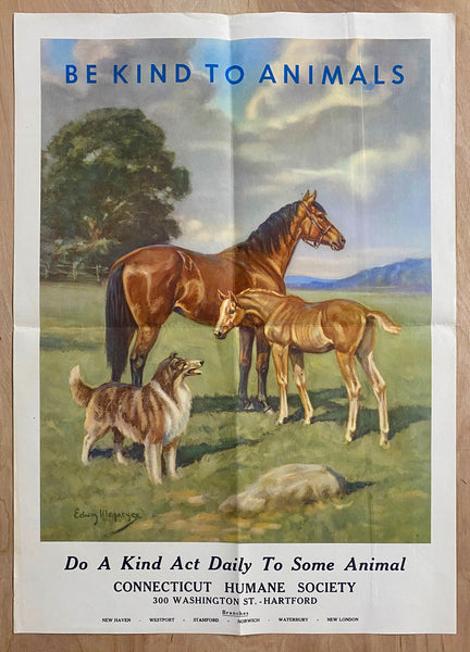 c.1947 Be Kind To Animals Humane Society Edwin Magargee Horses