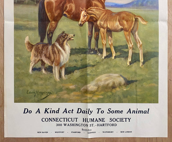 c.1947 Be Kind To Animals Humane Society Edwin Magargee Horses