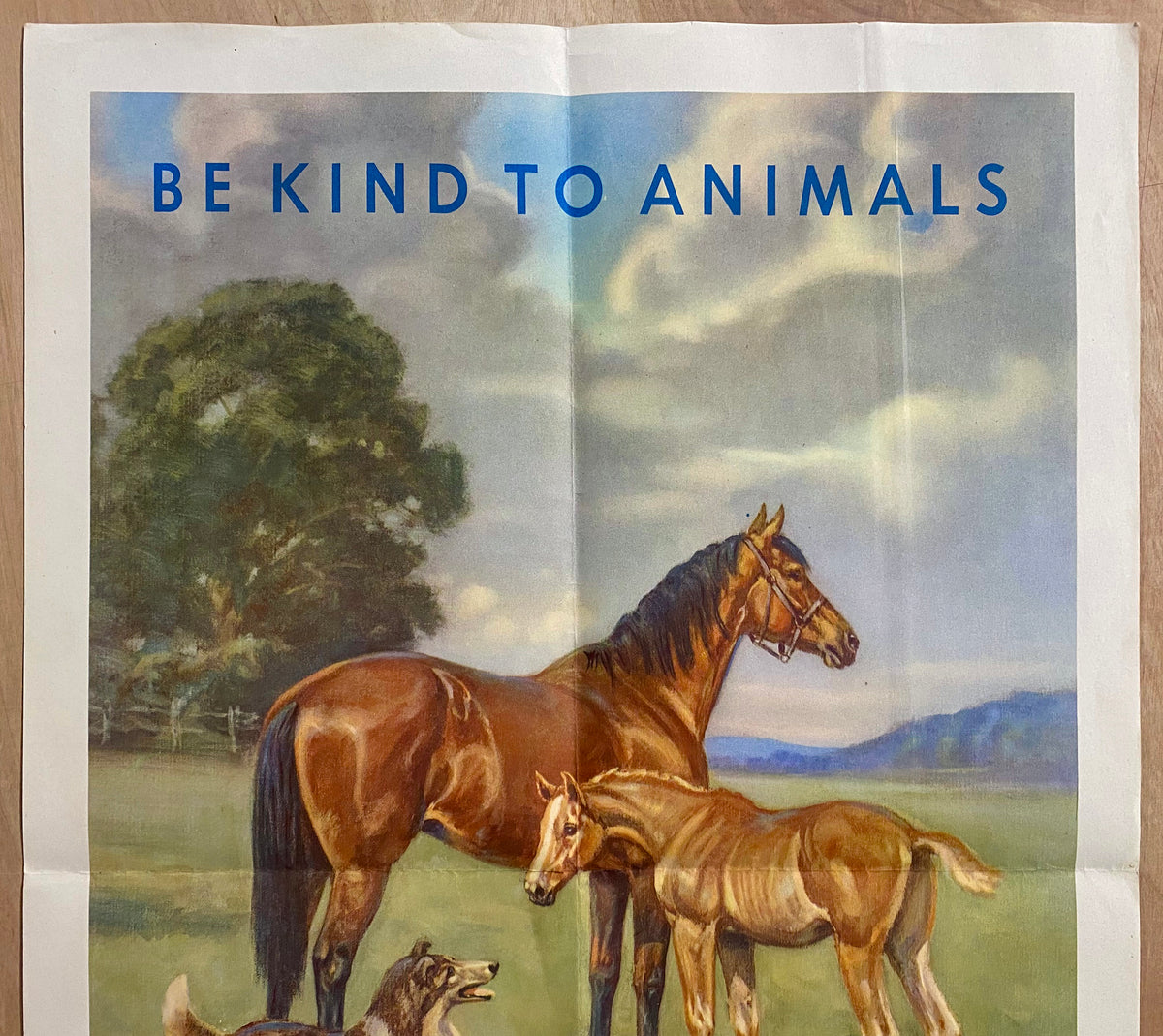 c.1947 Be Kind To Animals Humane Society Poster Edwin Magargee Horses ...